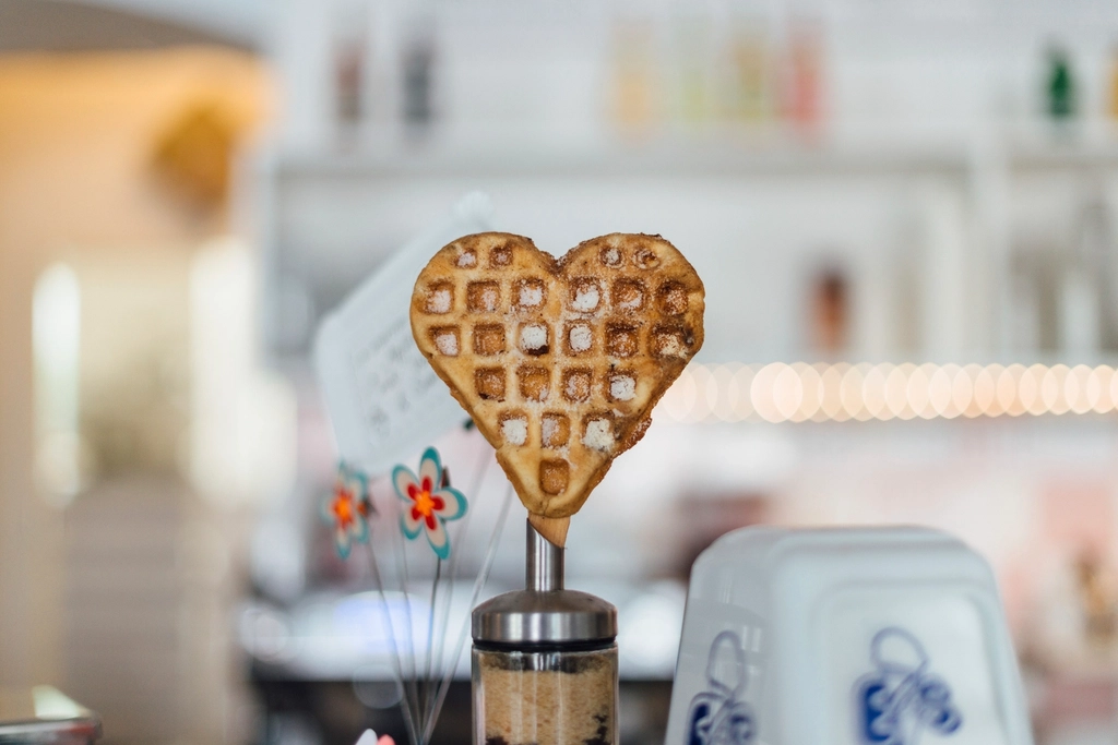 Waffle heart for ice cream shop